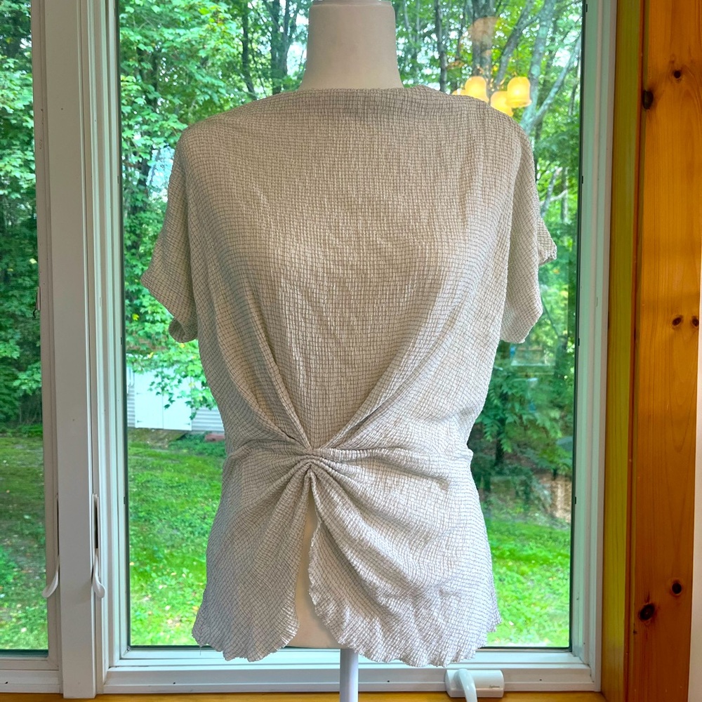 NWT Mango Sparkly Silver Gray Peplum Top